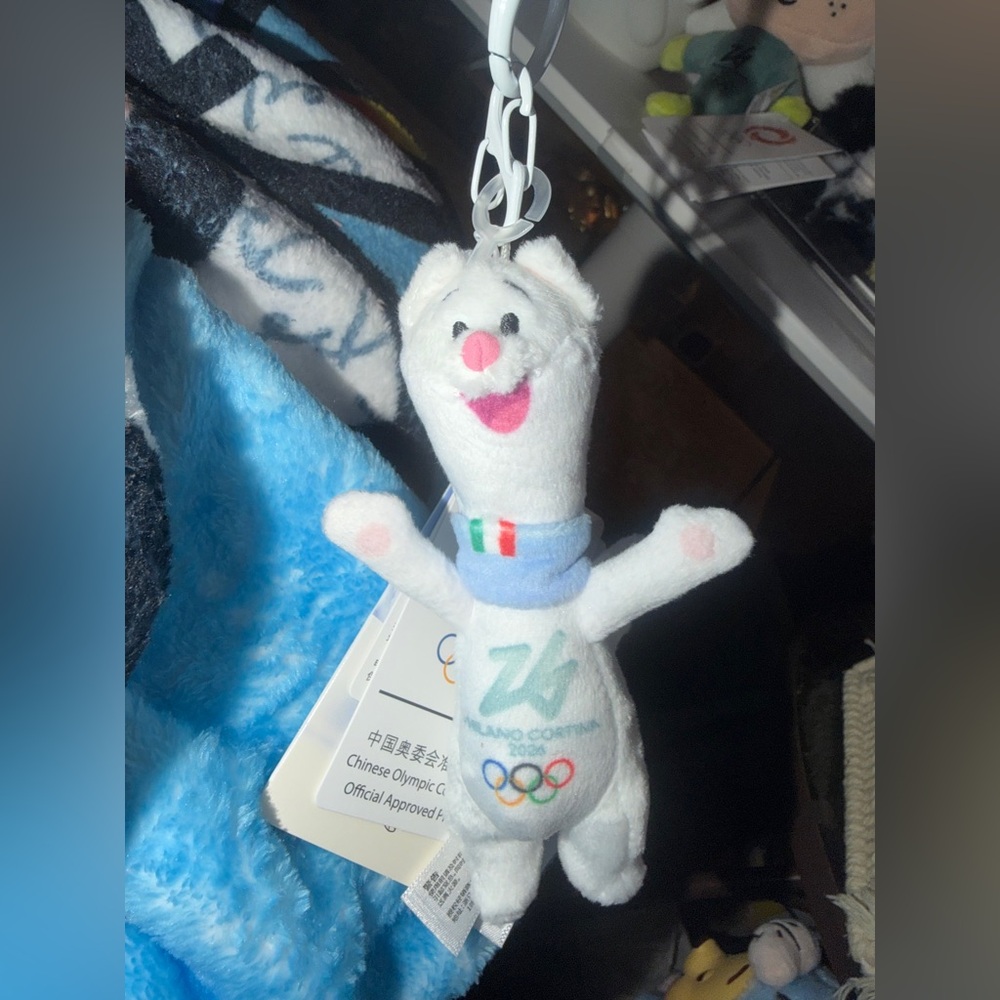 Milano Cortina 2026 White Olympic Mascot Plush Keychain